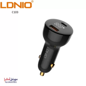 شارژر فندکی ۶۰ وات الدینیو همراه با کابل تایپ سی مدل Ldnio C103