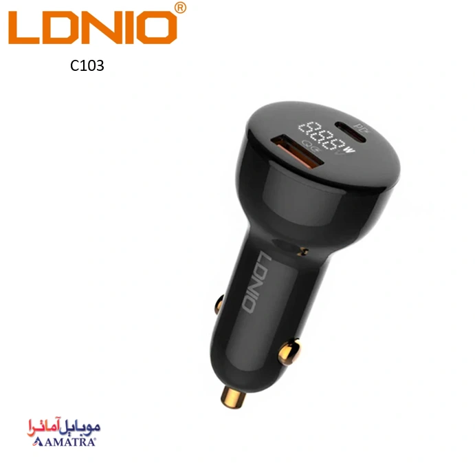 خرید شارژر فندکی ۶۰ وات الدینیو همراه با کابل تایپ سی مدل Ldnio C103