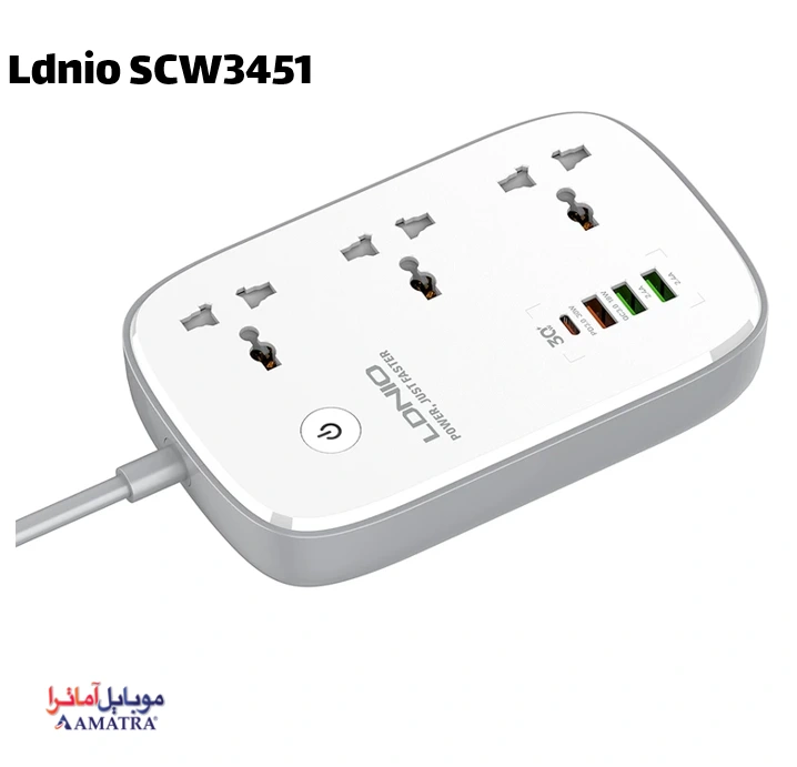 قیمت چند راهی برق و شارژر هوشمند الدینیو مدل Ldnio SCW3451