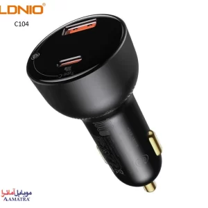 شارژر فندکی ۶۰ وات الدینیو همراه با کابل تایپ سی مدل Ldnio C104