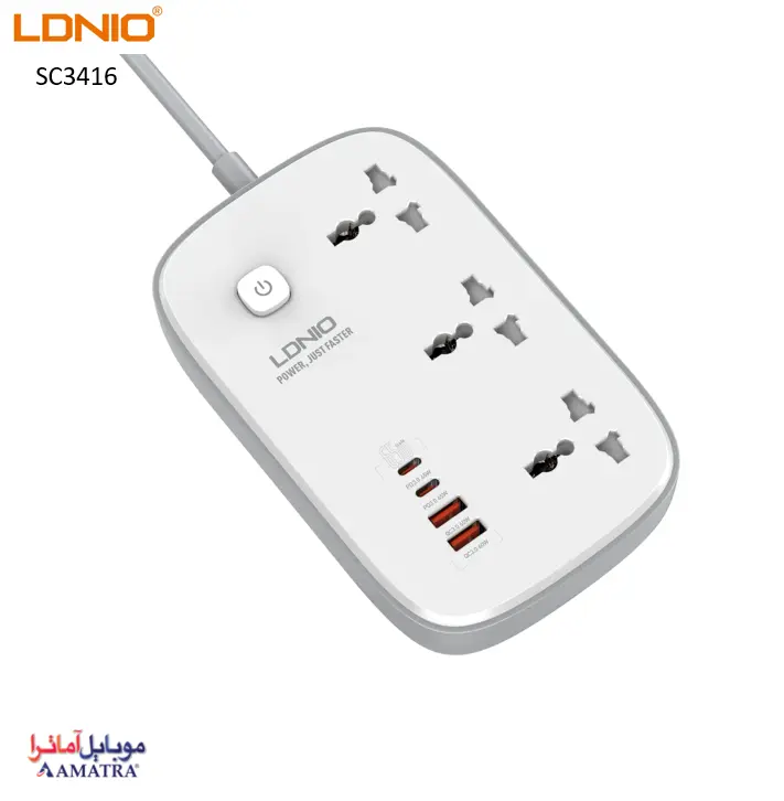 مشخصات چند راهی و محافظ برق ۶۵ وات ۷ پورت الدینیو مدل Ldnio SC3416